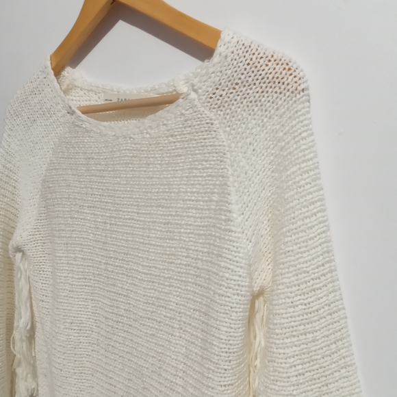 Zara M Knit Fringe Sleeves Sweater - Picture 7 of 9